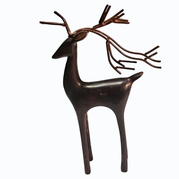 Metal Abstract Deer/Reindeer Brown Bronze Color Figure Statue 8 1/2" x 5 1/2" - Picture 10 of 11
